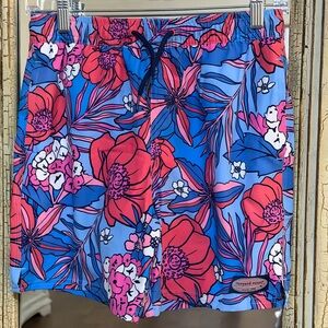 Vineyard Vines Boys’ Blue and Pink Floral Swim Shorts